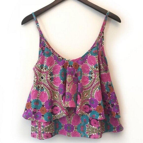 Show Me Your MuMu Tops - Show Me Your MuMu floral print ruffle spaghetti stap blouse size small